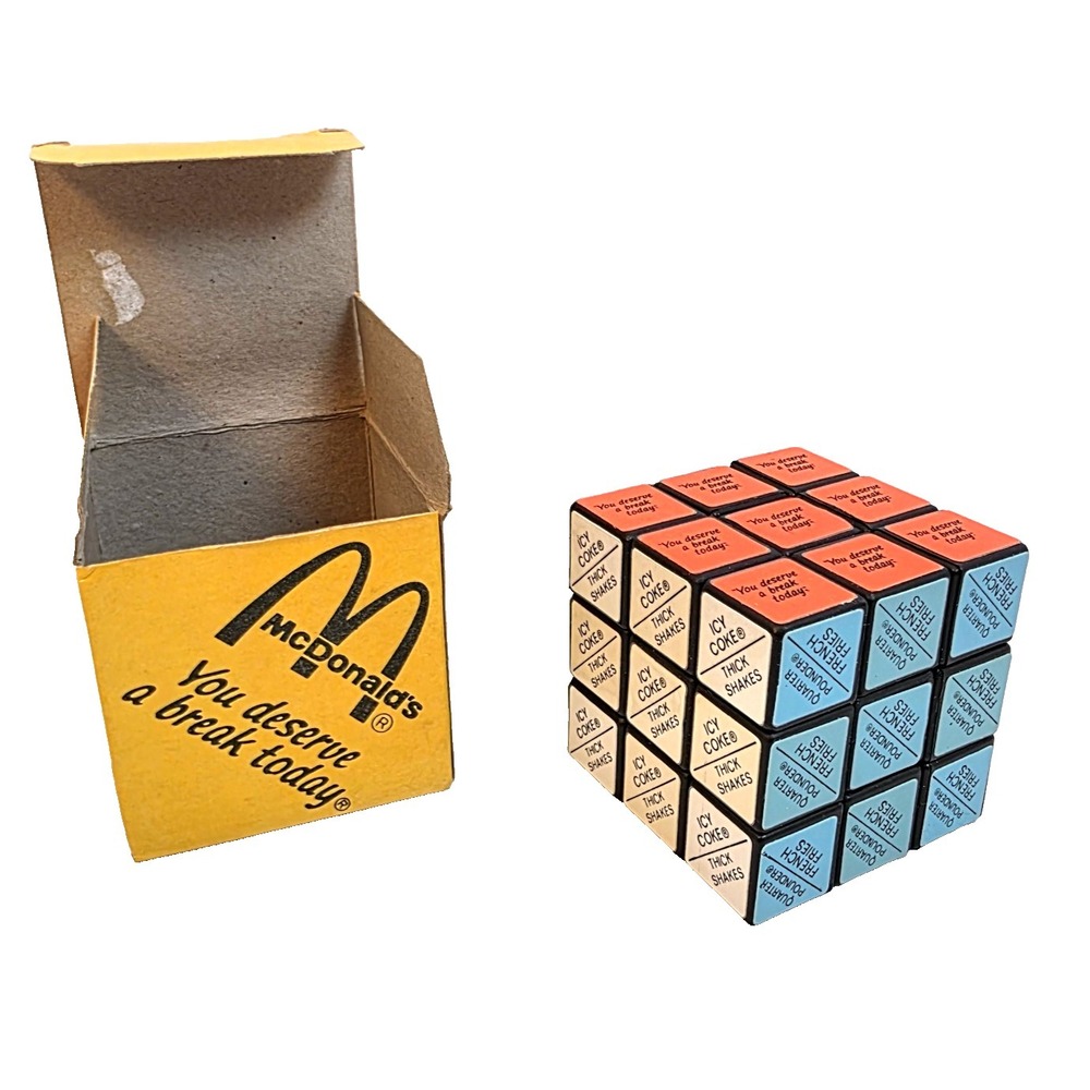 Vintage 1982 McDonald's Menu Puzzle Cube Toy w/ Original Box‎ Mo' Money Retro